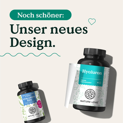 NATURE LOVE® hialuronskābes kapsulas ar cinku - augsta deva ar 500 mg - ādai, matiem un nagiem - 90 hialuronskābes kapsulas - vegānas, laboratoriski pārbaudītas, bez piedevām un ražotas Vācijā