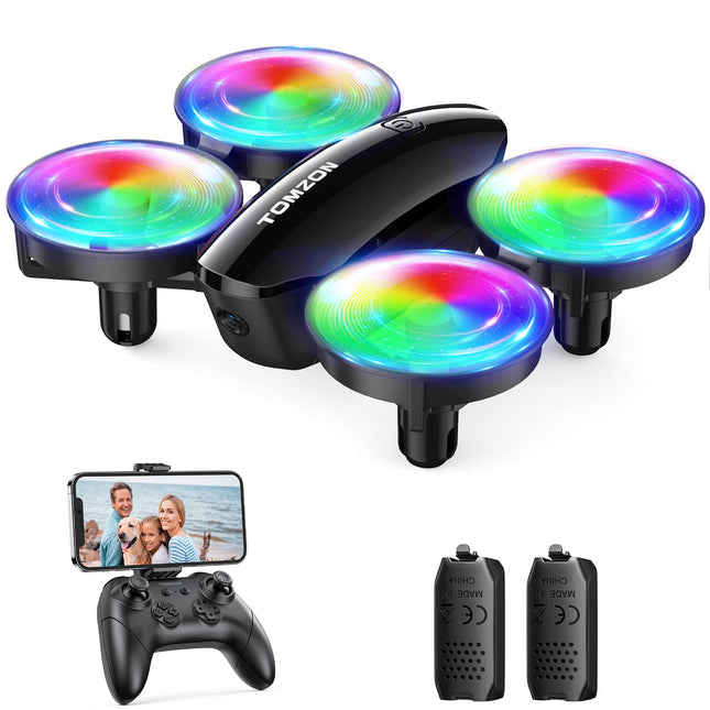 Tomzon mini drons ar 1080P kameru bērniem un iesācējiem. RC kvadrokopters ar LED gaismu, tālvadības helikopters, drona rotaļlieta iekštelpām, 360° propellera aizsardzība/ilgs lidojuma laiks/metiens/3D apgrieziens.