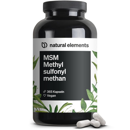 MSM kapsulas - 365 vegānas kapsulas - Laboratorijā pārbaudīts 1600 mg metilsulfonilmetāna (MSM) pulvera vienā dienas devā - Bez magnija stearāta, augsta deva un ražots Vācijā