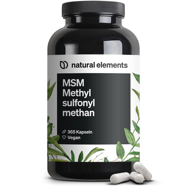 MSM kapsulas - 365 vegānas kapsulas - Laboratorijā pārbaudīts 1600 mg metilsulfonilmetāna (MSM) pulvera vienā dienas devā - Bez magnija stearāta, augsta deva un ražots Vācijā