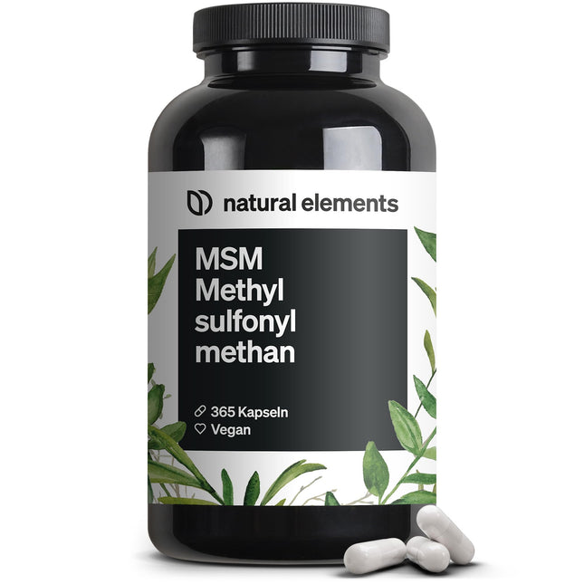 MSM kapsulas - 365 vegānas kapsulas - Laboratorijā pārbaudīts 1600 mg metilsulfonilmetāna (MSM) pulvera vienā dienas devā - Bez magnija stearāta, augsta deva un ražots Vācijā