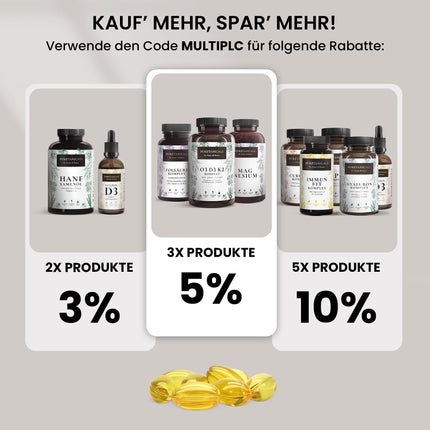 Omega 3 + D3 vitamīns, K2 MK7 All-Trans mikrokapsulās - Premium Essentials O3-D3-K2 augsta deva - zivju eļļa ar neaizvietojamām EPA un DHA taukskābēm | Zivju eļļa Omega3 Zivju eļļas pilieni | 240 kapsulas