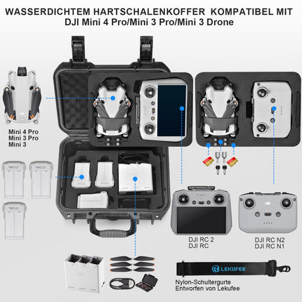 LEKUFEE ūdensnecaurlaidīgs korpuss DJI Mini 4 Pro/DJI Mini 3/DJI Mini 3 Pro un DJI Mini 3 aksesuāriem (tikai korpuss)