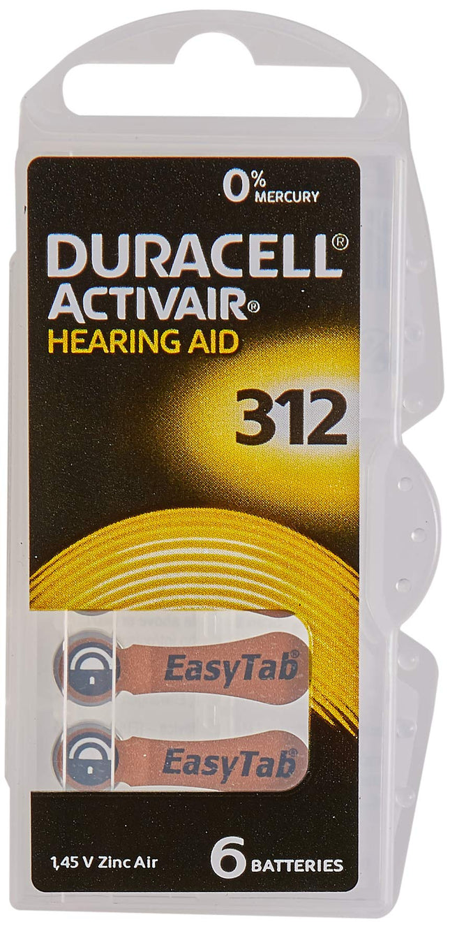 Duracell Easytab DA 312 — visiem dzirdes aparātiem ar 312. tipa baterijām, 10 x 6 gab.