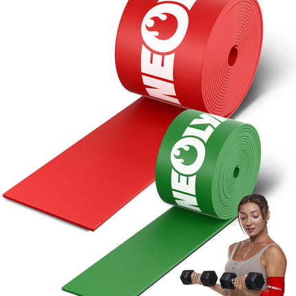 NEOLYMP zobu diegu komplekts – 2 fitnesa lentes, kas izgatavotas no 100% dabīgā lateksa – Ideāli piemērotas fizioterapijas piederumiem, spēka treniņiem un reģenerācijai – Ūdensnecaurlaidīga, plīsumizturīga – Fitnesa lente, ieskaitot somu