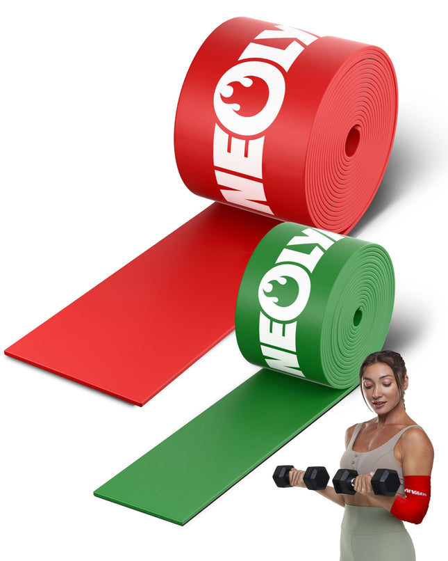 NEOLYMP zobu diegu komplekts – 2 fitnesa lentes, kas izgatavotas no 100% dabīgā lateksa – Ideāli piemērotas fizioterapijas piederumiem, spēka treniņiem un reģenerācijai – Ūdensnecaurlaidīga, plīsumizturīga – Fitnesa lente, ieskaitot somu
