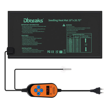 DBREAKS apkures paklājiņš ar termostatu, 30 W iekštelpu siltumnīcas apkures paklājiņš, apkures paklājiņi ar kontrolieri, IP67 siltumnīcas apkures paklājiņš ūdensizturīgs, augu apkures paklājiņš ar digitālo termostatu stādiem