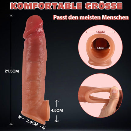 Warmfeel Penishülle Realistische Penismanschetten Sexspielzeug, 22cm Silikon Dildo Penis Sleeve Sex Spielzeug für die Männer und Paara, Penisverlängerung Penisvergrößerung Zeitverlängerung Sex Toys