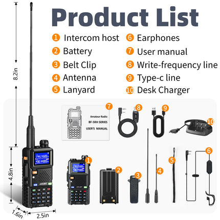 JUCJET UV-5RH daudzfrekvenču rācija, 999 kanāli, lukturītis, C tipa USB uzlādes stacija, augstas veiktspējas rācija piedzīvojumiem, āra aktivitātēm, kempingam, ģimenei (2 iepakojumi)