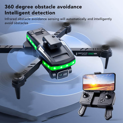 S162 RC salokāms drons, kabatas RC kvadrokopters ar 4K HD FPV dubulto kameru iesācējiem, bezgalvas režīms, 360 grādu pagrieziens, iebūvēts 1200 mAh litija akumulators, viegla lidošana
