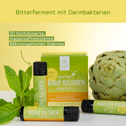 BitterLiebe® Bitter Probio-Cultures Complex - šķidras zarnu baktērijas - zarnās šķīstošs produkts ar 20 baktēriju celmiem un 15 miljardiem baktēriju - 15 x 15 ml dzeršanas ampulas