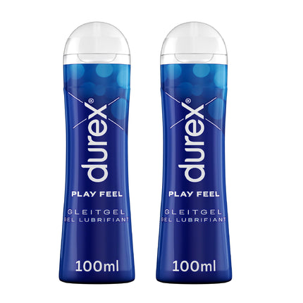 Durex Play Feel lubrikants - pH draudzīgs uz ūdens bāzes veidots lubrikants sievietēm, saderīgs ar prezervatīviem, piemērots vaginālam vai solo seksam 200 ml (2 x 100 ml)