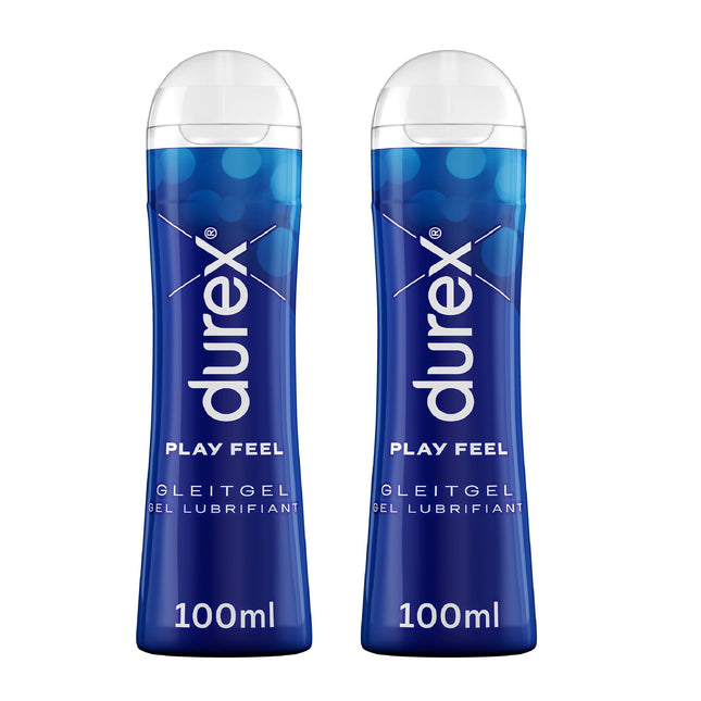 Durex Play Feel lubrikants - pH draudzīgs uz ūdens bāzes veidots lubrikants sievietēm, saderīgs ar prezervatīviem, piemērots vaginālam vai solo seksam 200 ml (2 x 100 ml)