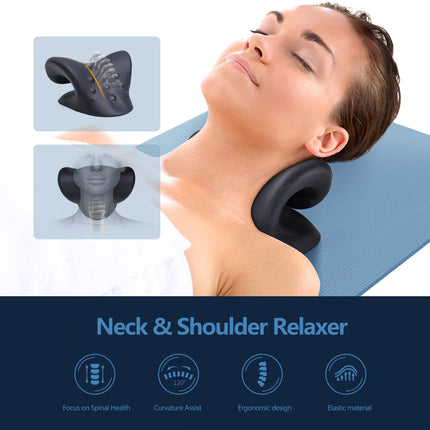 Cozyhealth kakla un plecu masieris, kakla nestuves kakla sāpju mazināšanai, kakla nestuves, chiropractic spilvens kakla mugurkaula relaksācijas spilvenam (melns)