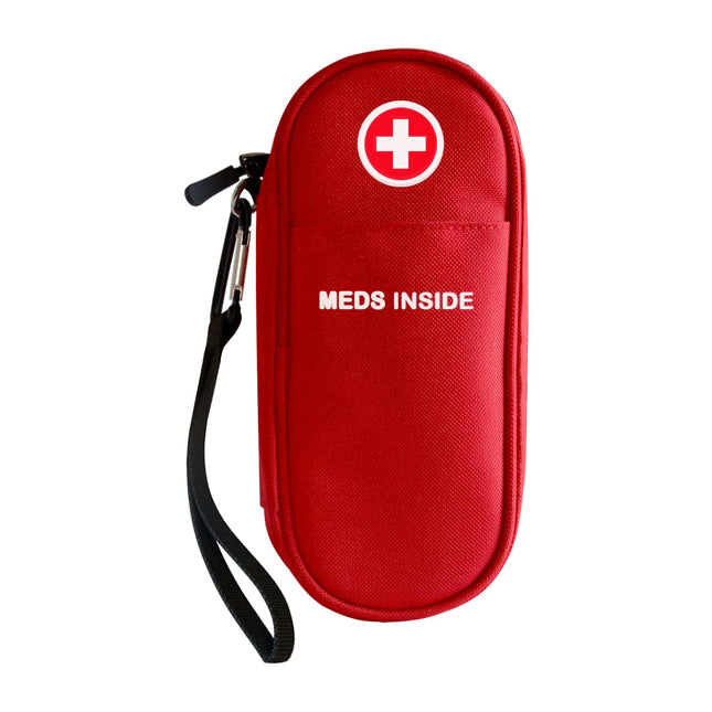 klyrith EpiPen medicīniskā soma, izolēta neatliekamās palīdzības medikamentu soma, pārnēsājama pārnēsāšanas soma 2 EpiPen inhalatoriem, astmas inhalators, antihistamīns, Auvi-Q un citas alerģijas zāles, sarkana