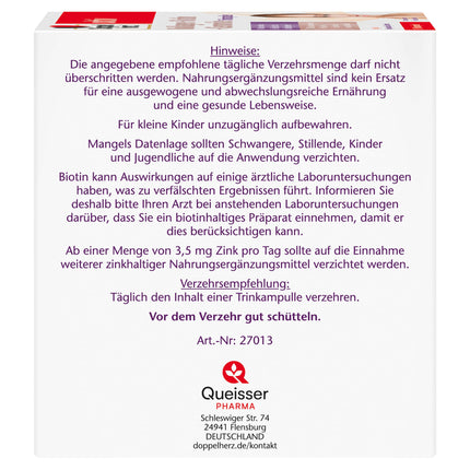 Doppelherz kolagēns + biotīns + keramīdi - biotīns, B2 vitamīns, niacīns un cinks veicina normālas ādas uzturēšanu - 30 dzeršanas ampulas ar mango un pasifloras augļu garšu