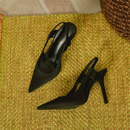 Sieviešu kurpes ar slingback papēdi - Augstpapēžu kurpes ar smailiem purngaliem, slingback kurpes, sekla atvere, kāzu kurpes, ievelkamas vienvirziena kurpes, vasaras sandales, izlaiduma kurpes, svētku kurpes