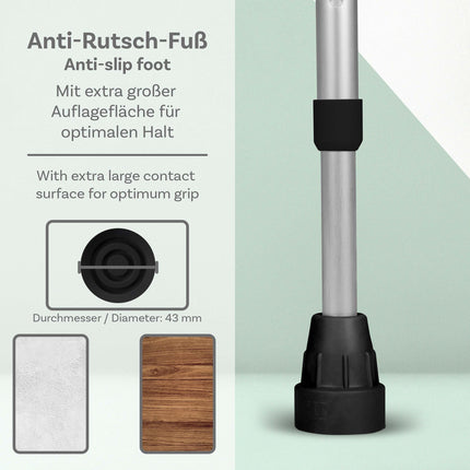 Ossenberg klasiskie kruķi, melni, 140 kg, apakšdelma kruķi ar Ergo mīkstu satvērienu, Pulox dizains