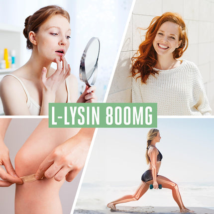 Vitabay Lysine augsta deva 800 mg - 365 L-lizīna tabletes vegānisks un laboratoriski pārbaudīts - neaizvietojamo aminoskābju lizīna kapsulas - bez nevēlamām piedevām