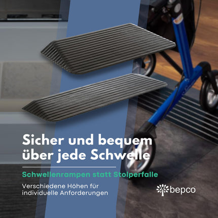 Bepco ratiņkrēslu rampa - durvju malas rampa - sliekšņa rampa - gumijas apmales rampa - piekļuves rampa - durvju sliekšņa rampa (10,3 x 90 x 61 cm)