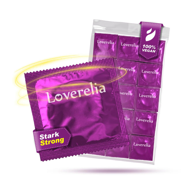 Loverelia Strong prezervatīvi - 50 gabali - īpaši izturīgi - prezervatīvi ar īpaši biezām sieniņām - dabīgā kaučuka latekss - vegāniski