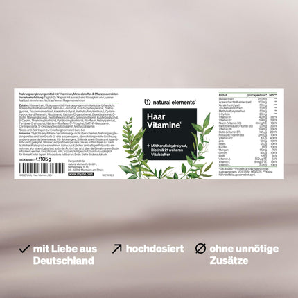 Matu vitamīni – 180 kapsulas – Augstā koncentrācijā ar keratīna hidrolizātu, biotīnu, selēnu, cinku, prosas ekstraktu, B vitamīniem un citām vielām – matiem, ādai un nagiem* – Ražots Vācijā un laboratorijā pārbaudīts