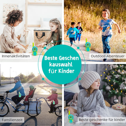 Bērnu rācijas zēniem, meitenēm, rotaļlietām, dāvanām – Walky Talky Kids Long Range PMR divvirzienu radio (uzlādējams ciāna krāsā)