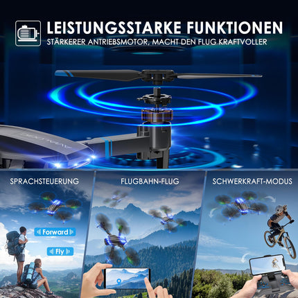 H24 drons ar kameru HD 1080P, RC drons pieaugušajiem un bērniem, salokāms kvadrokopters ar WiFi pārraidi, 26–30 minūšu ilgs lidojuma laiks, mini drona rotaļlietu dāvanas zēniem un meitenēm iesācējiem