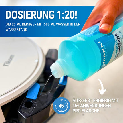 Maxxi Clean | 750 ml grīdas tīrīšanas līdzeklis ar svaigu aromātu | piemērots visiem robotizētajiem mopiem | Universāls tīrīšanas līdzekļa koncentrāts | Tīrīšanas šķidrums grīdām, parketam, flīzēm | Putekļsūcēja tīrīšanas līdzeklis