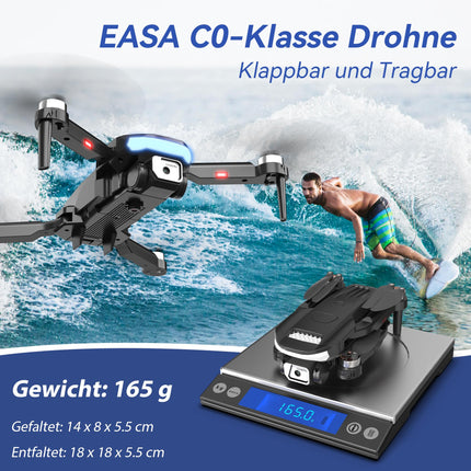 Wipkviey B15 drons ar 4k kameru, salokāmi droni ar bezkontaktu motoru, RC FPV kvadrokopters iesācējiem un pieaugušajiem, lidojums ar ceļa punktu, 3D apgriešana, 2 baterijas, 36 min. Lidojums, mazāk nekā 249 g, C0