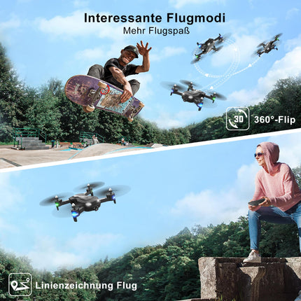 Wipkviey T26 drons ar 1080P kameru, tālvadības salokāms FPV kvadrokopters ar 2 baterijām, 26–30 min. Lidojums, 3D apgriešana, gravitācijas sensors, bezgalvas režīms, pacelšanās/nosēšanās ar vienu pogu