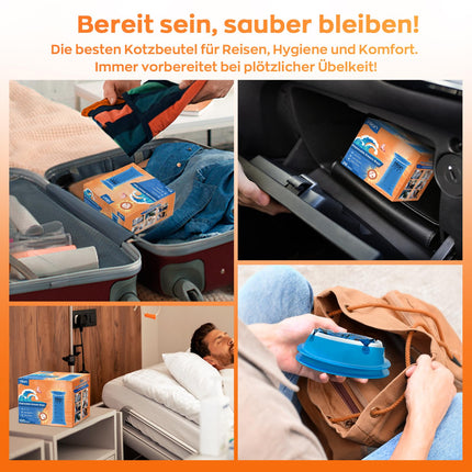 Hion Spuckbeutel mit Mundstück 27 Stück - Blickdichte, geräumige Kotztüten - Premium Hochdichte Brechbeutel - Perfekt für Reiseübelkeit, Schwangere & Taxifahrer - Bietet Sicherheit & Komfort