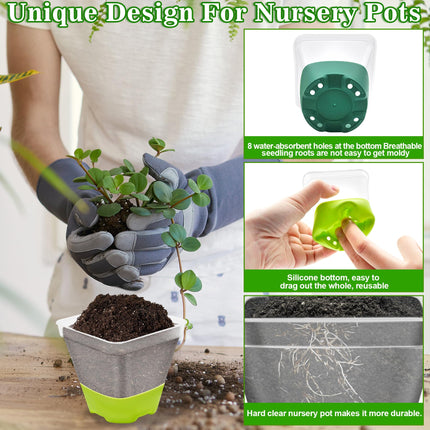 TZEKING 30 iepakojuma stādu podi, caurspīdīgi puķu podi ar silikona dibenu, caurspīdīgi augu podi ērtai novērošanai, pārstādīšanai, atkārtoti lietojami plastmasas puķu podi sēklām, stādiem