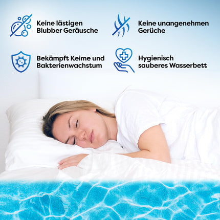 blupalu ūdensgultas kondicionieris Premium Care – 8 x 250 ml – ūdensgultas kondicionieris pret smakām un aļģēm, paredzēts visiem ūdens matračiem un sistēmām no visiem pazīstamākajiem ražotājiem.