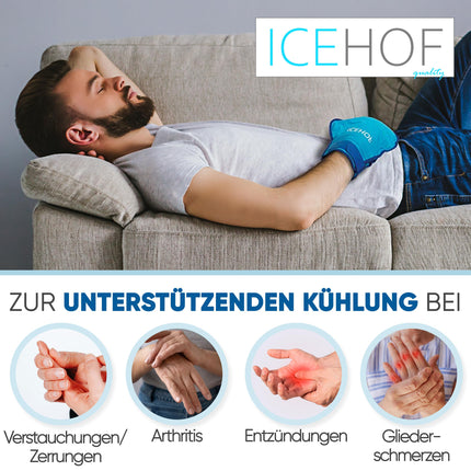 ICEHOF dzesēšanas cimdi [2x] Mīksts audums - dzesēšanas cimdi rokām/pirkstiem - gēla cimdi aukstuma cimdi (zili)