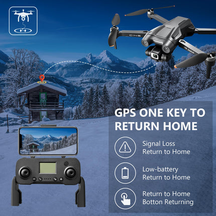 Mingfuxin GPS drons ar 4K kameru, salokāms RC kvadrokopteru drons pieaugušajiem, 5G pārraides FPV drons, salokāms RC kvadrokopters ar automātisku atgriešanos, bezsuku motors, žestu vadība