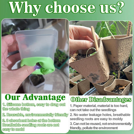 TZEKING 30 iepakojuma stādu podi, caurspīdīgi puķu podi ar silikona dibenu, caurspīdīgi augu podi ērtai novērošanai, pārstādīšanai, atkārtoti lietojami plastmasas puķu podi sēklām, stādiem