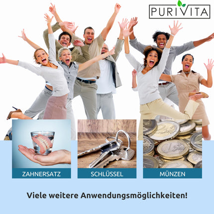 PURIVITA® ultraskaņas tīrīšanas koncentrāts [500 ml] - tīrīšanas līdzeklis ultraskaņas ierīcēm - tīrīšanas šķidrums ultraskaņas tīrītājiem - ultraskaņas tīrīšana brillēm, rotaslietām, zobiem un monētām