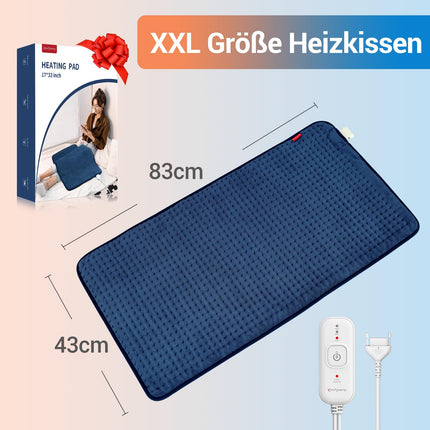 Comfytemp XXL liels sildīšanas paliktnis 83x43cm, īpaši mīksts sildīšanas paliktnis ar automātisku izslēgšanu, vecumam draudzīga sildīšanas sega ar drošības sistēmu mugurai, pleciem, kaklam, vēderam, kājām, ceļgaliem, mazgājams veļas mašīnā