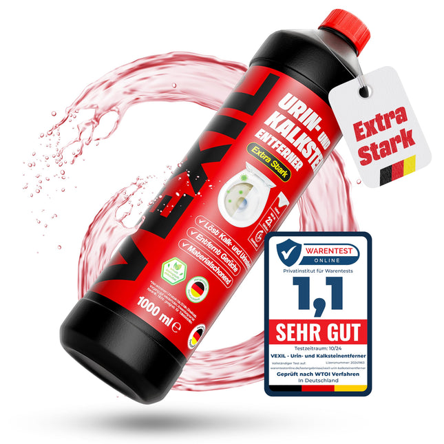 VEXIL® urīnakmeņu noņēmējs ĪPAŠI SPĒCĪGS - 1000 ml - bez piepūles noņem spītīgu urīnu un kaļķakmeni - Profesionāls tualetes tīrīšanas līdzeklis - bioloģiski noārdāms - Urīnakmeņu noņēmējs Ražots Vācijā
