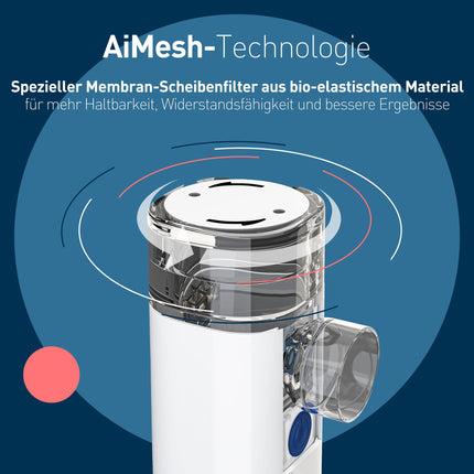 mini Air 360+ izplata OMRON | Pārnēsājams, kluss inhalators pieaugušajiem un bērniem | Inhalators, ieskaitot divas maskas + iemutni | Atvieglojums no klepus un saaukstēšanās | Uzlāde ar Micro USB