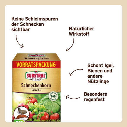 Substral Naturen gliemežu granulas Limex Bio, dabīgas, lietus necaurlaidīgas ēsmas granulas gliemežu apkarošanai, 400 m² - 1,2 kg, suņiem