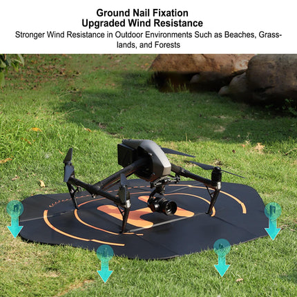 Alomejor 110 cm dronu nosēšanās paliktņi, divpusēji, salokāmi, sešstūra paklājiņš, ūdensizturīgi, ātri salokāmi, helikopteru nosēšanās laukums RC droniem, helikopteriem