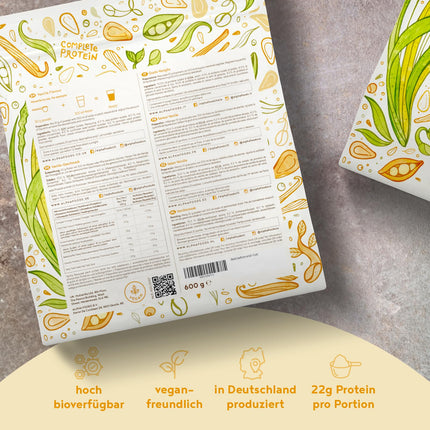 Vegānu proteīna pulveris | Vaniļa | 1,2 kg proteīna pulvera | Augstākās kvalitātes olbaltumvielas | Ražots Vācijā | Alfa pārtikas produkti