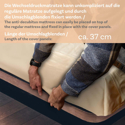 Pulox pretizgulējumu matracis ADM-130 - mainīga spiediena matracis ar sūkni - zems trokšņa līmenis (20 dB) un slodzes izturība līdz 130 kg - bēšs