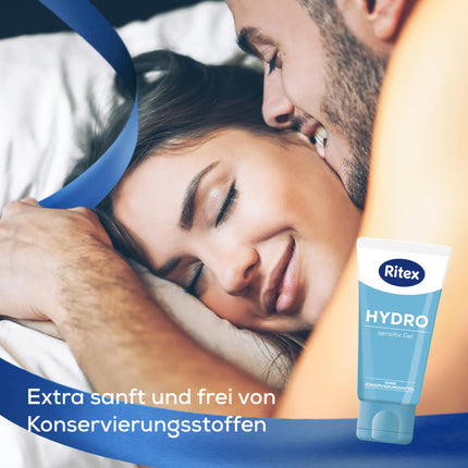 Ritex HYDRO Gel, jutīgai ādai paredzēts lubrikants, bez konservantiem, uz ūdens bāzes, 100 ml, ražots Vācijā