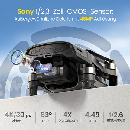 Holy Stone HS900 GPS drons ar 4K kameru pieaugušajiem, 3 asu bezkontaktu stabilizators, 48MP fotoattēli, 6 km pārraide, 30 minūšu lidojuma laiks, vizuālā izsekošana, QuickShots, kameras drons iesācējiem, svars zem 249 g C0