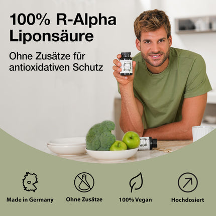 Only Nature® R alfa lipoīnskābe 300 mg - augsta deva - 120 laboratorijā pārbaudītas kapsulas - vegāns - bez piedevām - ražots Vācijā - R-alfa lipoīnskābe