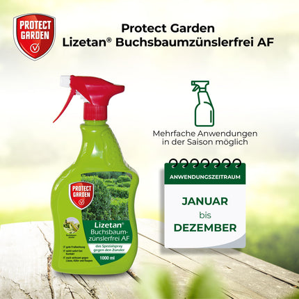 PROTECT GARDEN Lizetan Bukskoku kodēm brīvs AF, lietošanai gatavs aerosols pret bukskožu kodēm, 1 litrs