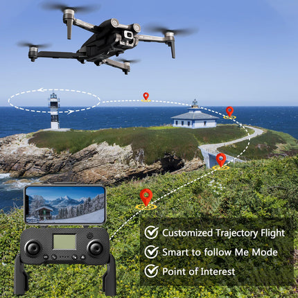 Mingfuxin GPS drons ar 4K kameru, salokāms RC kvadrokopteru drons pieaugušajiem, 5G pārraides FPV drons, salokāms RC kvadrokopters ar automātisku atgriešanos, bezsuku motors, žestu vadība